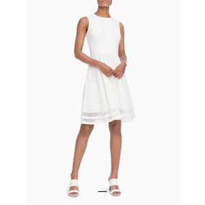 Illusion Stripe Sleeveless Fit + Flare Dress